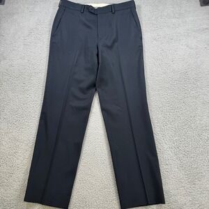 Brooks Brothers Regent Fit Wool Dress Pants Mens 33x30 Navy Blue Flat Front